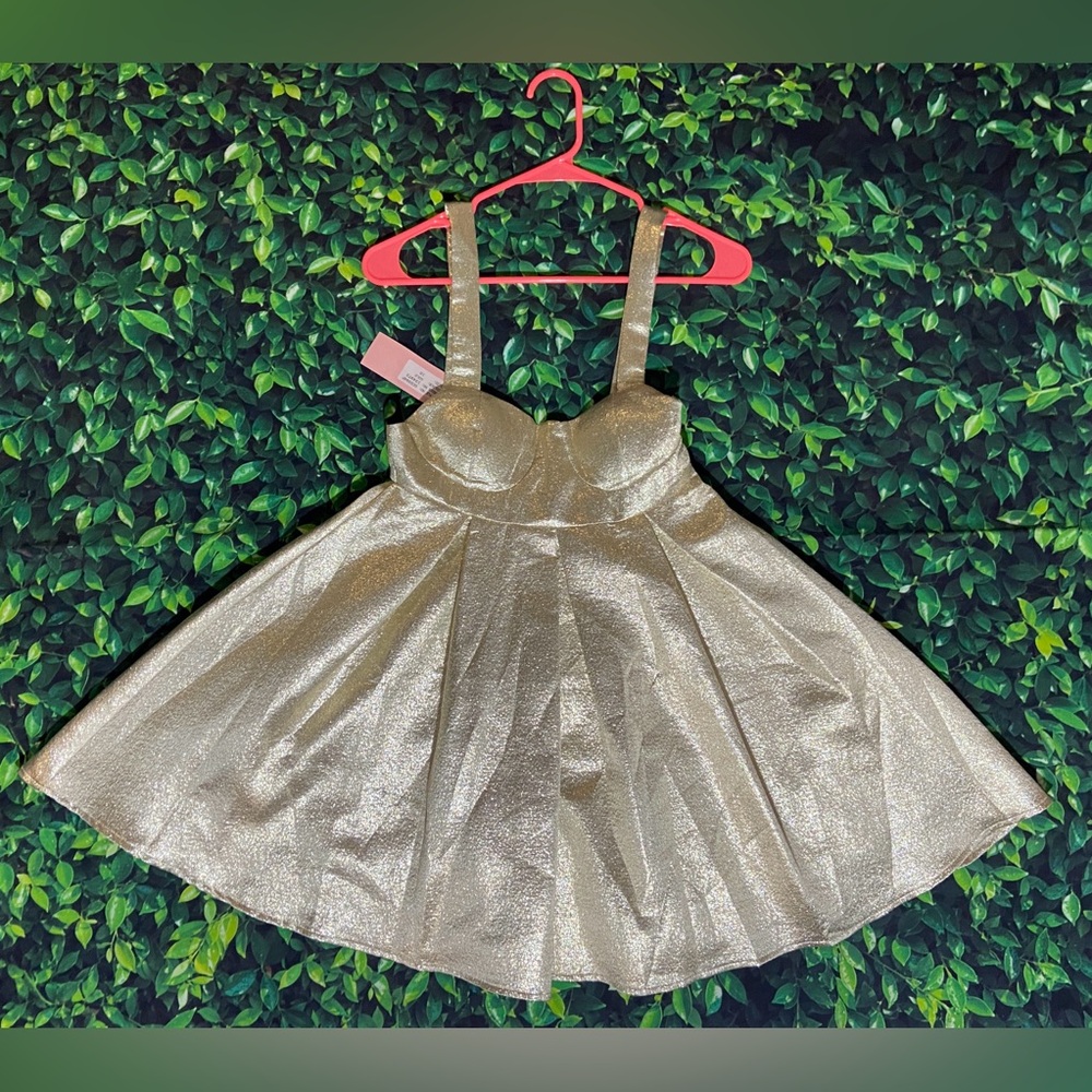ASOS Metallic Gold Babydoll Dress - Picture 2 of 4